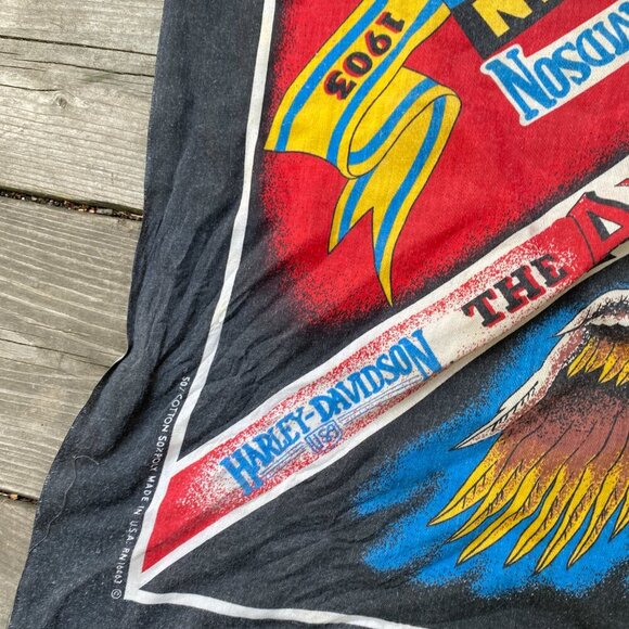 Vintage 90s Harley Davidson Bandana 'The American Way' Faded Eagle Black - Picture 5 of 6